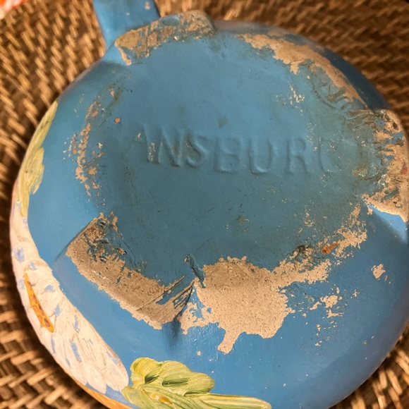 Rare Vintage Ransburg Sky Blue Hand Painted Floral Pitcher - Picture 8 of 9